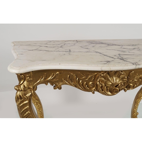 203 - 19TH-CENTURY CARVED GILTWOOD CONSOLE TABLE