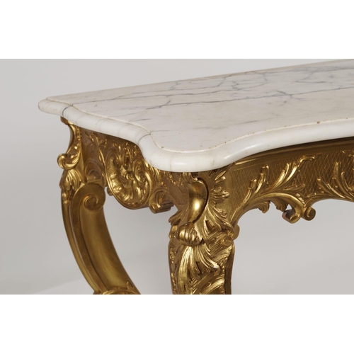 203 - 19TH-CENTURY CARVED GILTWOOD CONSOLE TABLE