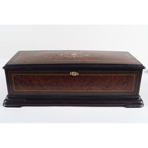 224 - 19TH-CENTURY AMBOYNA CASED MUSIC BOX