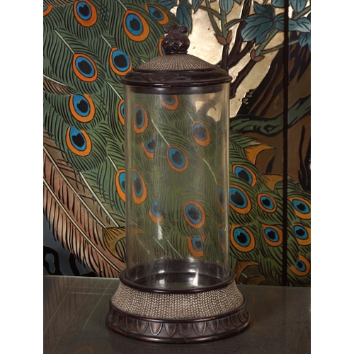 236 - HARDWOOD MOUNTED GLASS CYLINDER