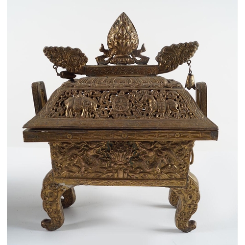 249 - 19TH-CENTURY CHINESE GILT BRONZE CENSER