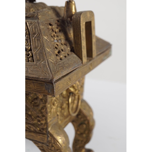 249 - 19TH-CENTURY CHINESE GILT BRONZE CENSER