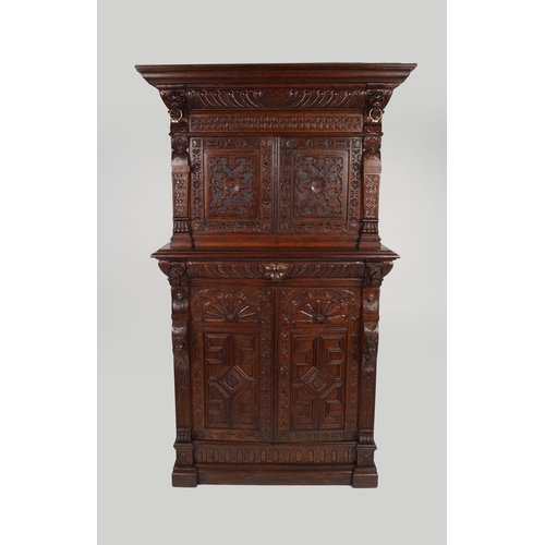 256 - 19TH-CENTURY CARVED OAK COURT CUPBOARD