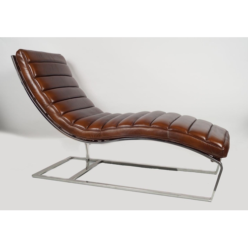 271 - CHROME AND LEATHER DESIGNER SETTEE