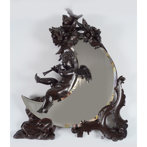 311 - 19TH-CENTURY CARVED CHERUB MOUNTED EASEL MIRROR