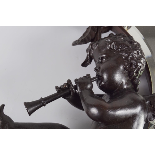 311 - 19TH-CENTURY CARVED CHERUB MOUNTED EASEL MIRROR