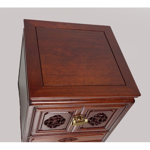 323 - PAIR OF ORIENTAL HARDWOOD PEDESTALS