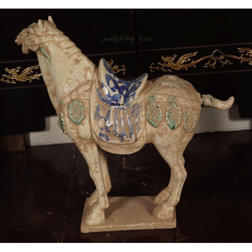 34 - CHINESE GLAZED POTTERY TANG STYLE HORSE