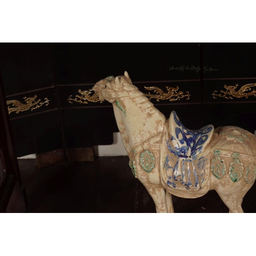 34 - CHINESE GLAZED POTTERY TANG STYLE HORSE