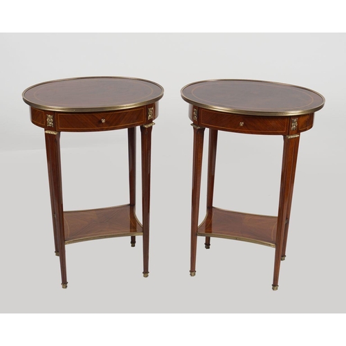 352 - PAIR LOUIS XVI STYLE WALNUT & ORMOLU LAMP TABLES