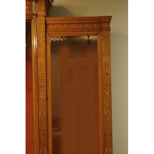 383 - SIGNED SATINWOOD & MARQUETRY DISPLAY CABINET