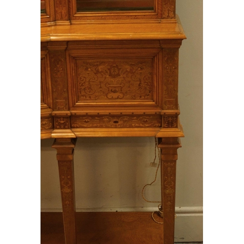 383 - SIGNED SATINWOOD & MARQUETRY DISPLAY CABINET