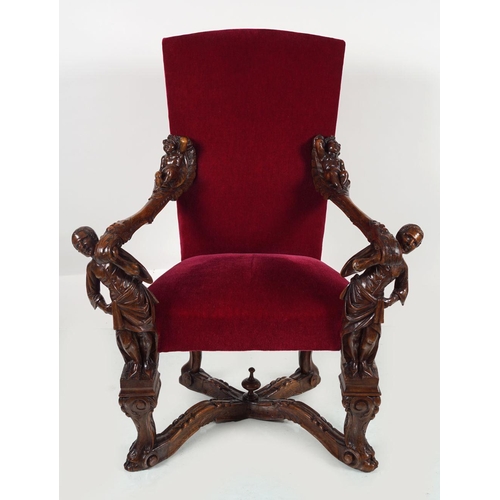 40 - 19TH-CENTURY VENETIAN WALNUT THRONE CHAIR