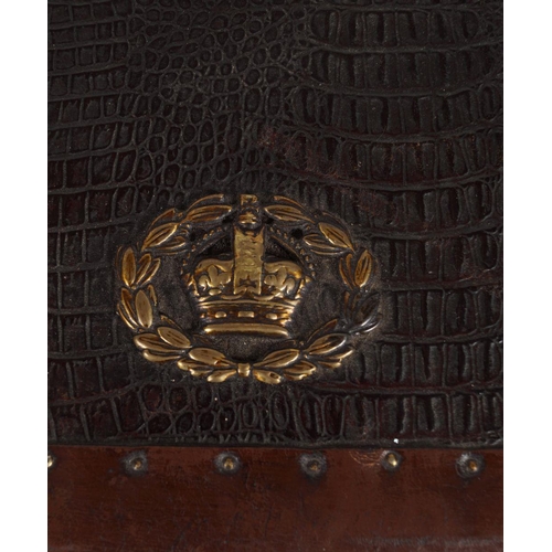 431 - BRASS BOUND LEATHER TRUNK