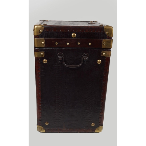 431 - BRASS BOUND LEATHER TRUNK