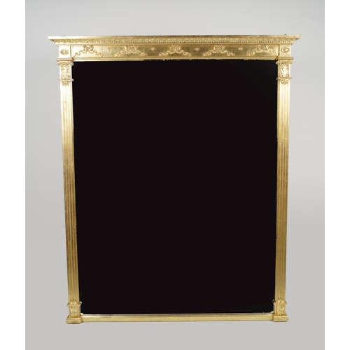 44 - LARGE REGENCY STYLE GILTWOOD OVERMANTLE MIRROR