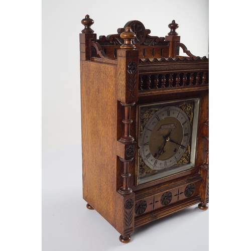 493 - 19TH-CENTURY OAK CASE BRACKET CLOCK