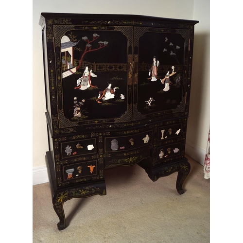 529 - JAPANESE LACQUERED CABINET ON STAND