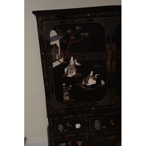 529 - JAPANESE LACQUERED CABINET ON STAND