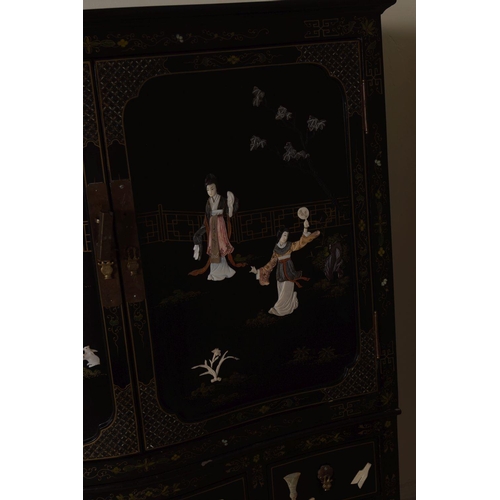 529 - JAPANESE LACQUERED CABINET ON STAND