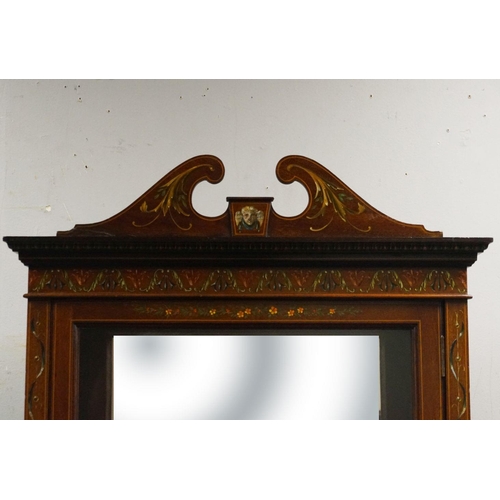 94 - EDWARDIAN MAHOGANY & PAINTED BUREAU BOOKCASE