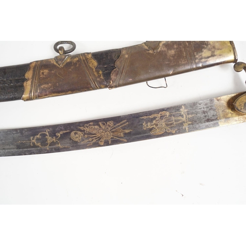 17 - GEORGE III OFFICER'S SWORD & LEATHER SCABBARD