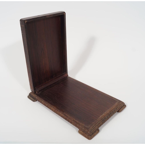 25 - 19TH-CENTURY SILVER MOUNTED WALNUT BOOK HOLDER