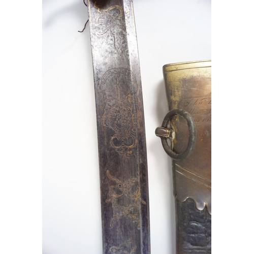 27 - GEORGE III OFFICER'S SWORD & LEATHER SCABBARD