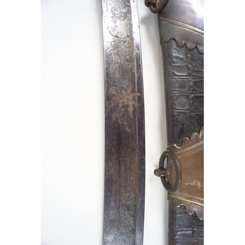 27 - GEORGE III OFFICER'S SWORD & LEATHER SCABBARD