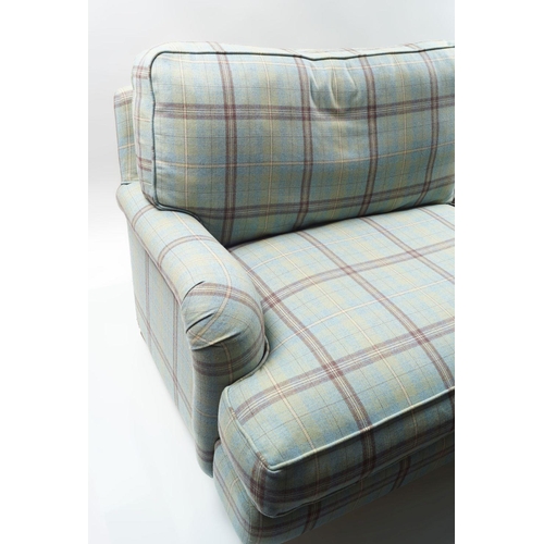 29 - LARGE MODERN TARTAN UPHOLSTERED SETTEE