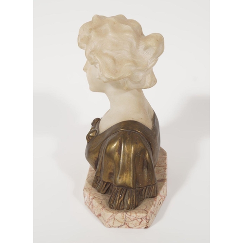 30 - ART DECO GILT BRONZE & ALABASTER BUST