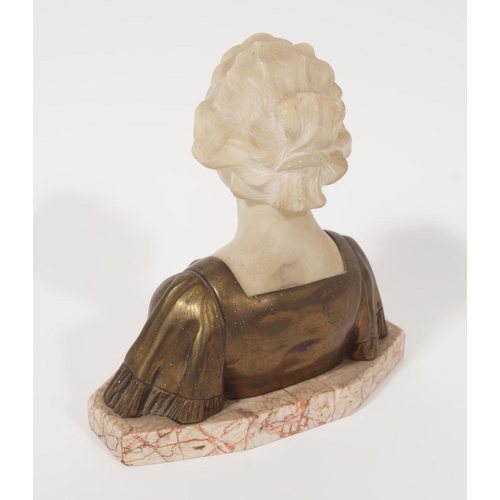 30 - ART DECO GILT BRONZE & ALABASTER BUST