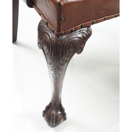 47 - PAIR DUBLIN CARVED MAHOGANY ELBOW CHAIRS