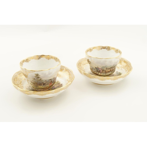 5 - PAIR OF MEISSEN PORCELAIN CUPS AND SAUCERS