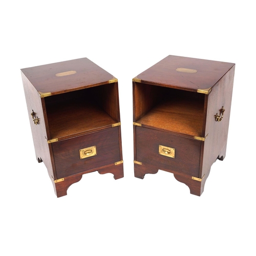 598 - PAIR OF MAHOGANY CAMPAIGN STYLE CHESTS