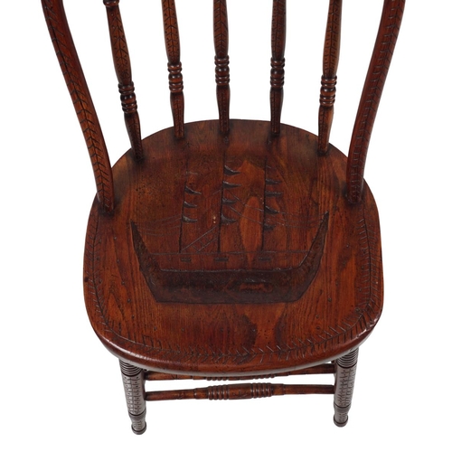 118 - 19TH-CENTURY SAILOR ART CARVED CHAIR