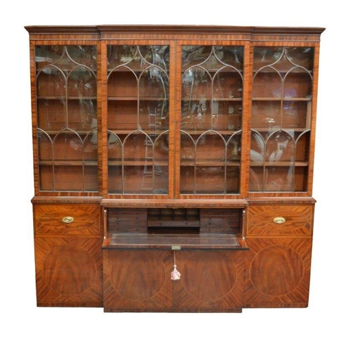 230 - 19TH-CENTURY MAHOGANY & INLAID BOOKCASE