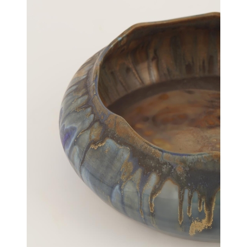 40 - EDWARDIAN BROWN AND BLUE FLAMBE BOWL