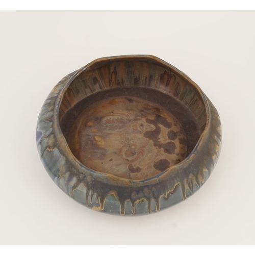 40 - EDWARDIAN BROWN AND BLUE FLAMBE BOWL