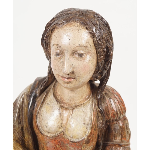 60 - CARVED GILT POLYCHROME STATUE, CIRCA 1500