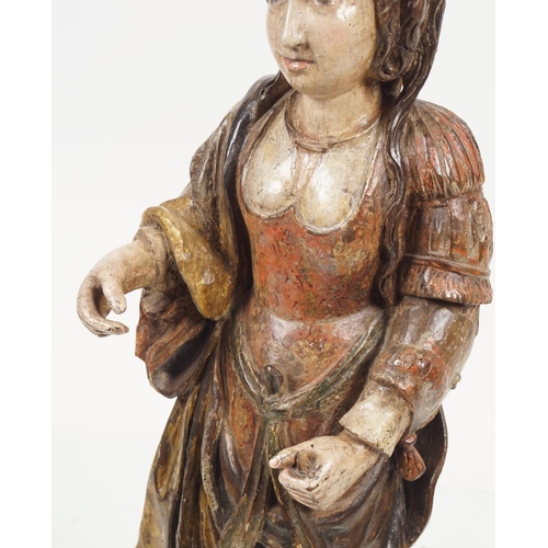 60 - CARVED GILT POLYCHROME STATUE, CIRCA 1500