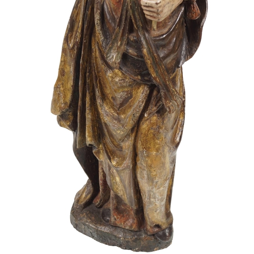 60 - CARVED GILT POLYCHROME STATUE, CIRCA 1500