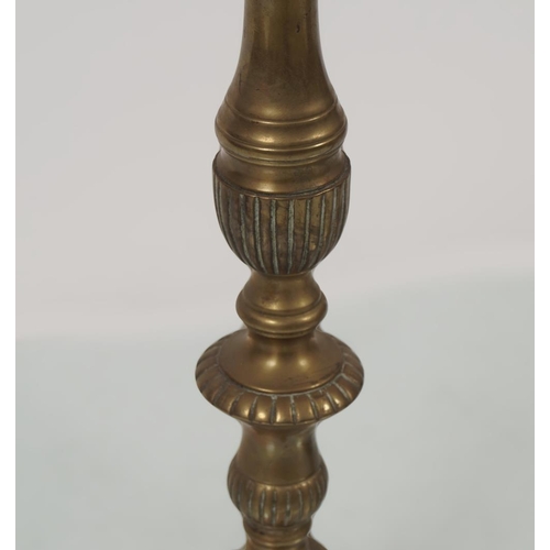 61 - PAIR LATE 18TH-CENTURY BRASS CHURCH CANDLESTICKS