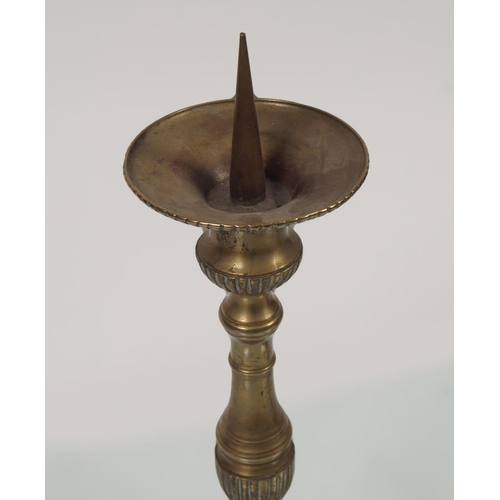 61 - PAIR LATE 18TH-CENTURY BRASS CHURCH CANDLESTICKS