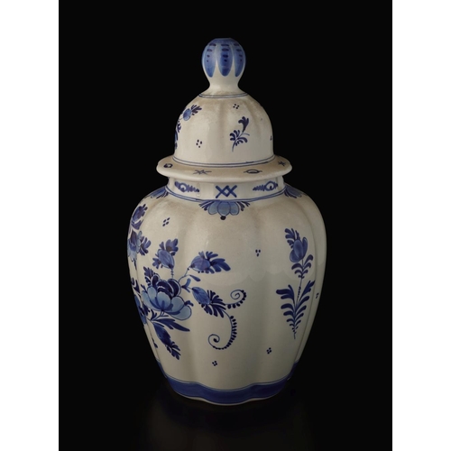 63 - DUTCH DELFT BLUE FAIENCE VASE AND COVER