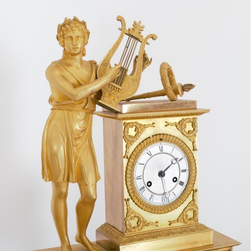 70 - REGENCY GILT BRONZE MANTLE CLOCK