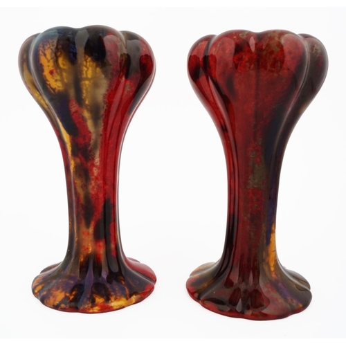 86 - PAIR ROYAL DOULTON FLAMBE VASES