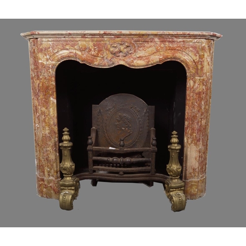 212 - LOUIS XV STYLE ROUGE ROYALE MARBLE CHIMNEY PIECE