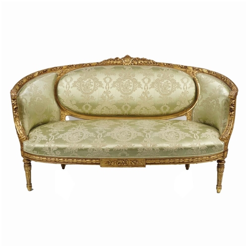 217 - 19TH-CENTURY LOUIS XVI GILT FRAMED SETTEE