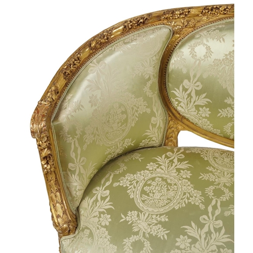 217 - 19TH-CENTURY LOUIS XVI GILT FRAMED SETTEE